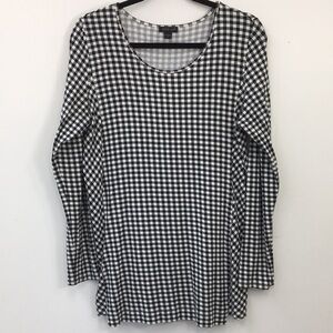 J. Jill Black & White Checkered Tunic Long Sleeve Top Size M EXCELLENT Condition